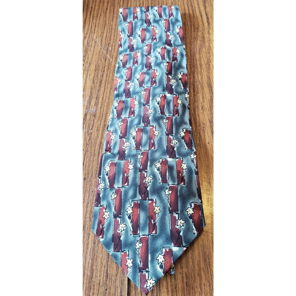 J.Garcia Men's Abstract Red Floral Silk Necktie Tree Collection 15